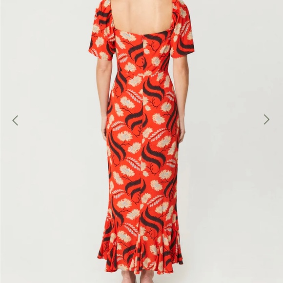 RHODE Short-Sleeve Sweetheart Midi Dress Sz 2 - Picture 4 of 7